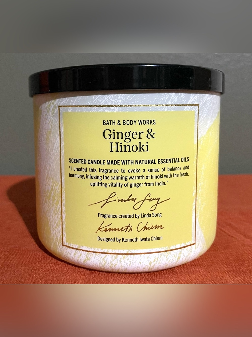 Bath & Body Works GINGER & HINOKI Three Wick Candle *Retired Scent*